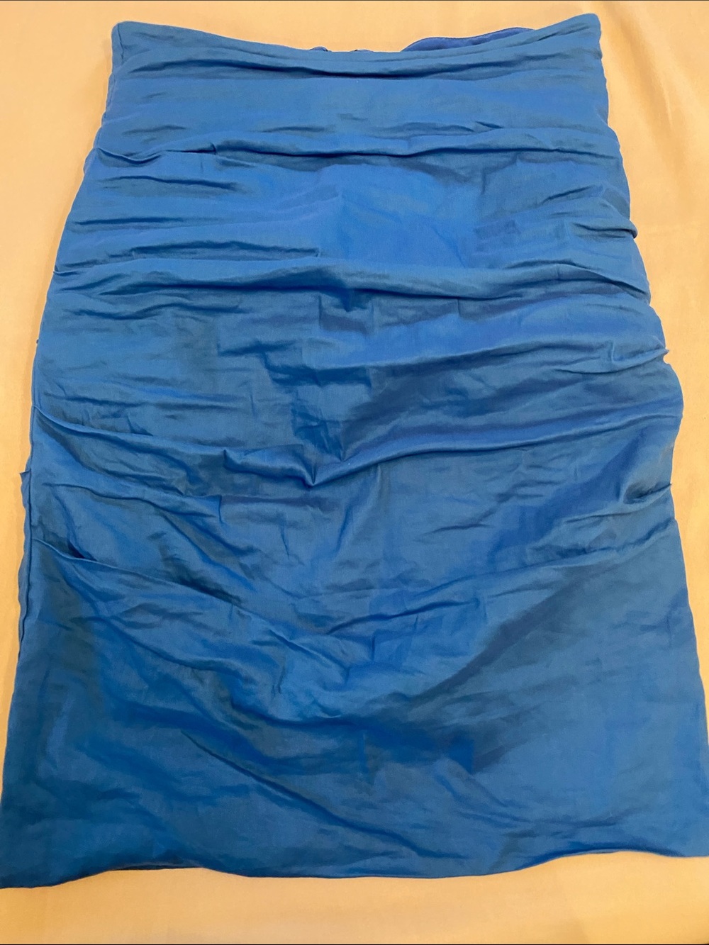 Nicole Miller Atelier Blue Ruched (gathered) Pencil Skirt Sz